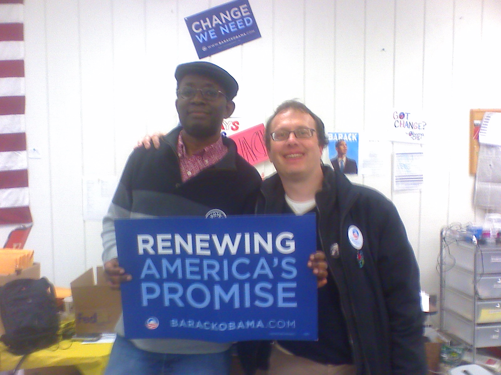 James and Kevin in Lansdale after Pennsylvania was called for Obama