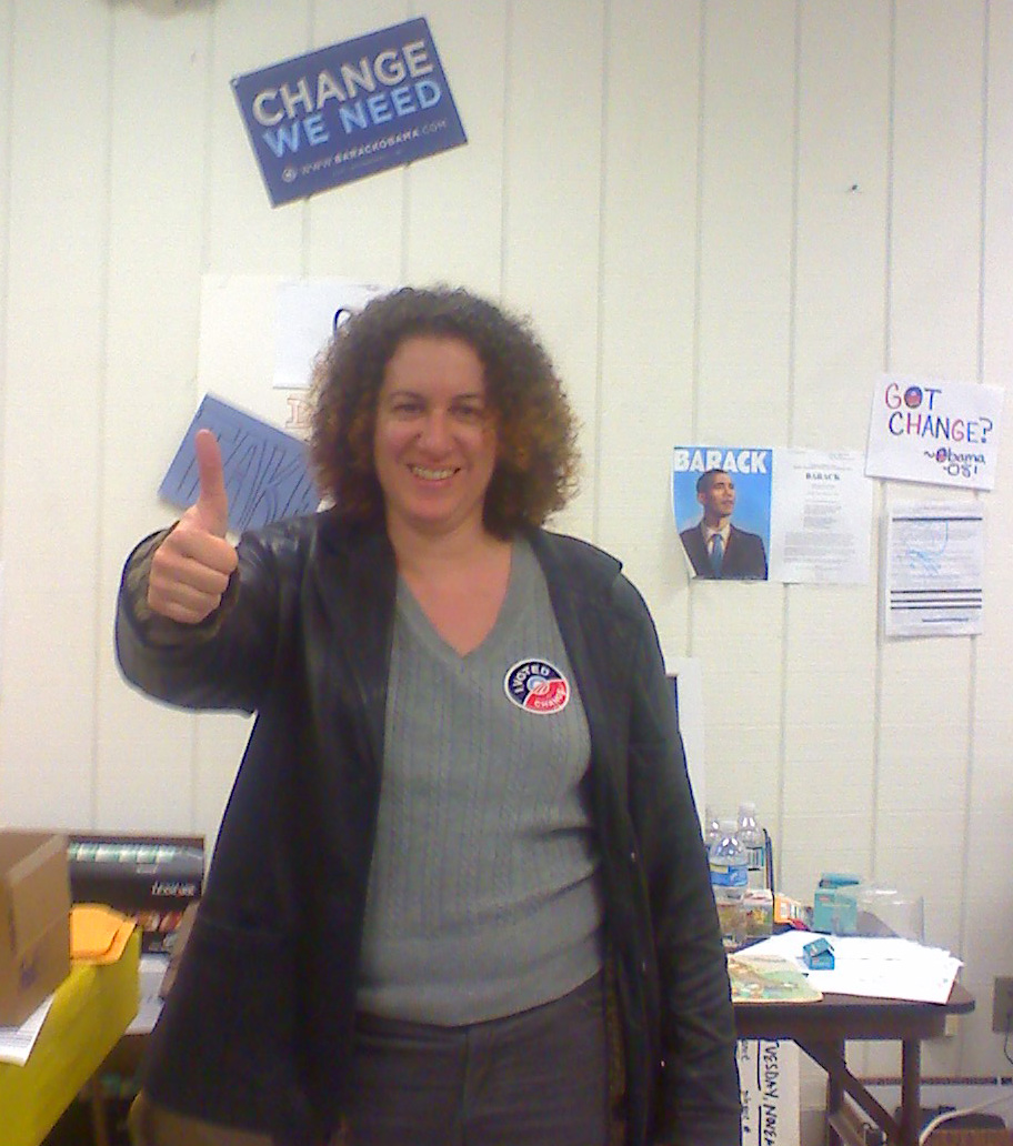 Roberta in Lansdale after Pennsylvania was called for Obama